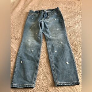 Lauren Conrad LC Womens Daisy embroidered Skinny Cropped Jeans Size 14 29Wx25L